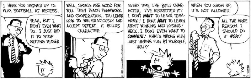 Illustration for article titled Calvin and Hobbes Showed The Trouble With Organized Sports And Father Figures